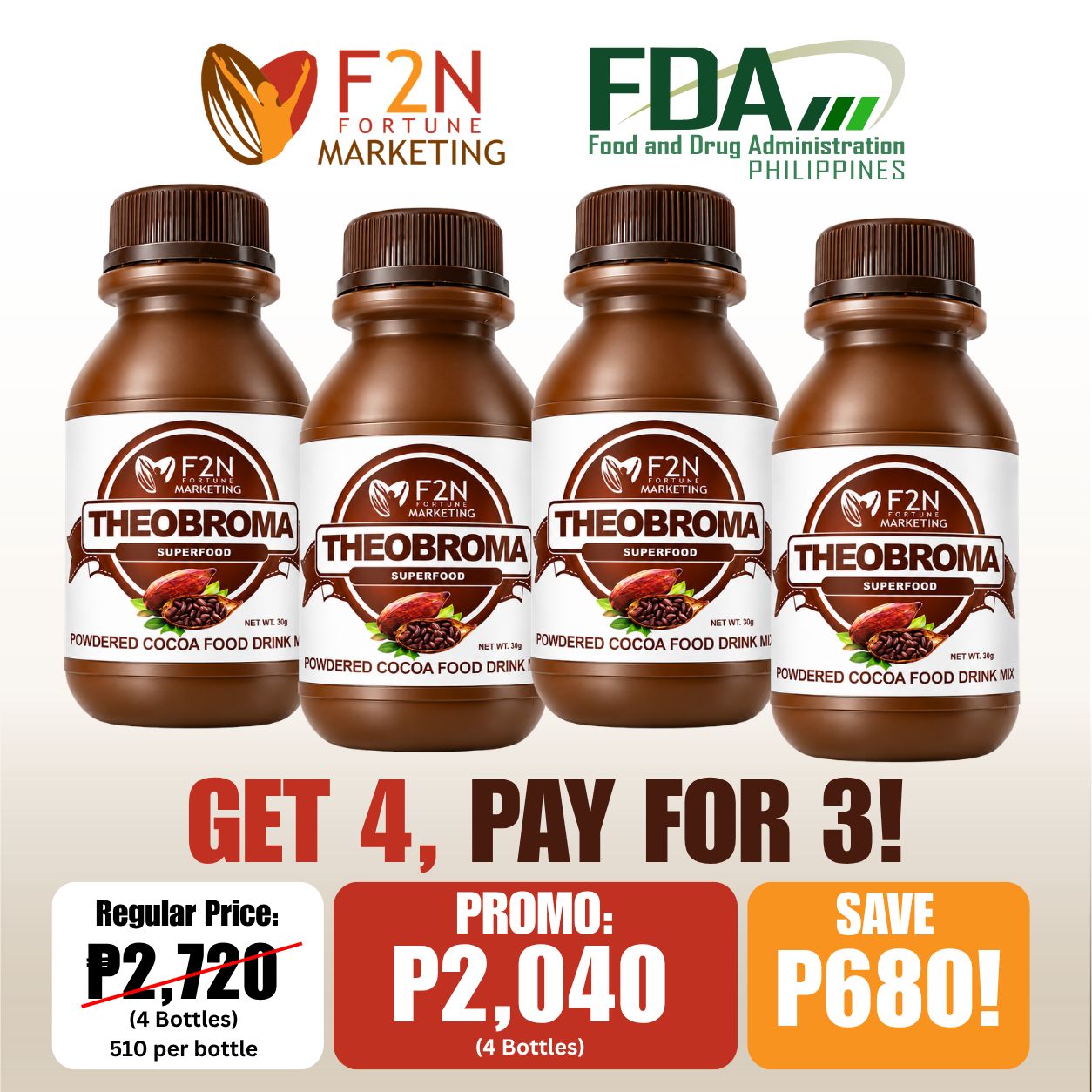 GET 4, PAY FOR 3! Theobroma Superfood BOTTLE