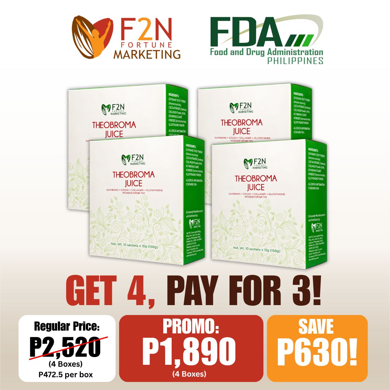 GET 4, PAY FOR 3! Theobroma Juice