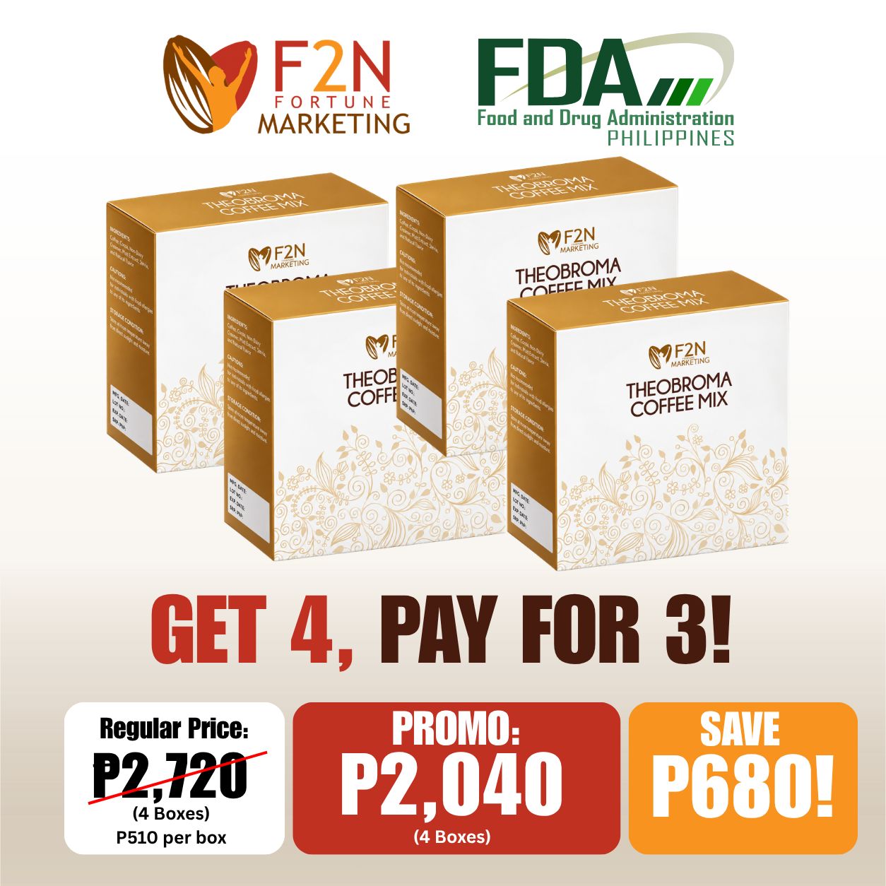 GET 4, PAY FOR 3! Theobroma Coffee Mix